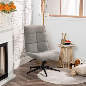 Sessel drehbar höhenverstellbar Chenille-Stoff grau 61x95x67cm Stoff Grau Meubles Cosy Sofas und Sessel Sessel, Poufs und Fußbänke Sessel