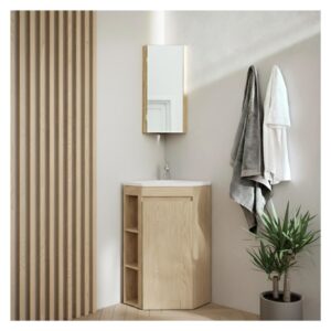robinet et armoire de toilette