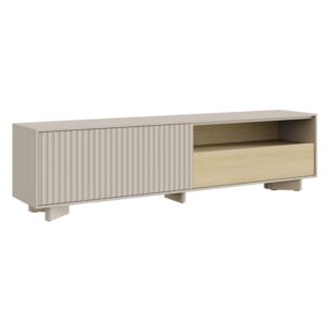 wohnli-moebel-suche-M26012316 Wohnli Möbelsuche - TV-Lowboard mit geriffelter Front Kaschmirgrau/Eichenholzoptik