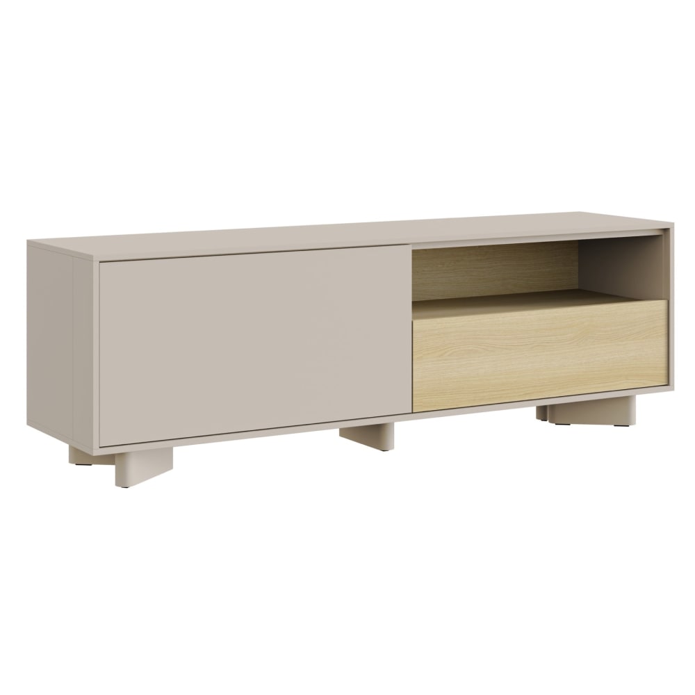 wohnli-moebel-suche-M26012360 Wohnli Möbelsuche - TV-Lowboard mit Schublade Kaschmirgrau / Eichenholzoptik