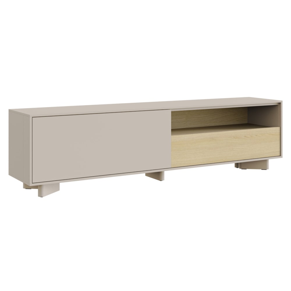 wohnli-moebel-suche-M26012371 Wohnli Möbelsuche - TV-Lowboard mit Schublade Kaschmirgrau / Eichenholzoptik