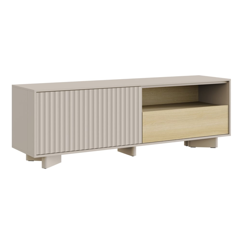 wohnli-moebel-suche-M26012407 Wohnli Möbelsuche - TV-Lowboard mit Front Kaschmirgrau / Eichenholzoptik