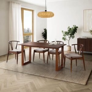 Esstisch 140 cm Walnussfarbe 140x75x60cm Holz Braun HOMN Möbel Esszimmermöbel Esstische