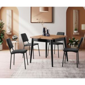 wohnli-moebel-suche-M26013433-1 Esstisch ausziehbar für 4 Personen im industriellen Stil aus Holz und 80x80x75cm Spanplatte Braun Concept Usine Möbel Esszimmermöbel Esstische