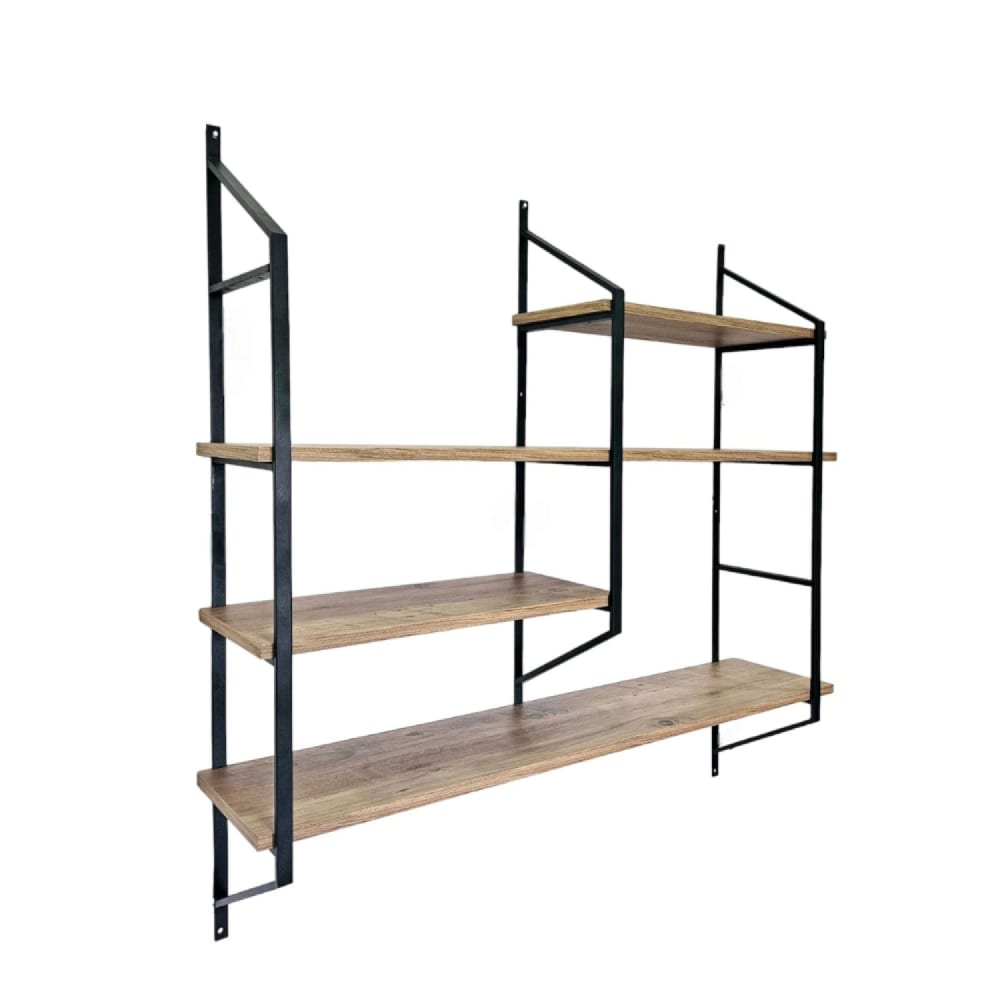 wohnli-moebel-suche-M26013456 Wohnli Möbelsuche - Design-Wandregal aus Metall – 4 Ablagen – Holz und Schwarz