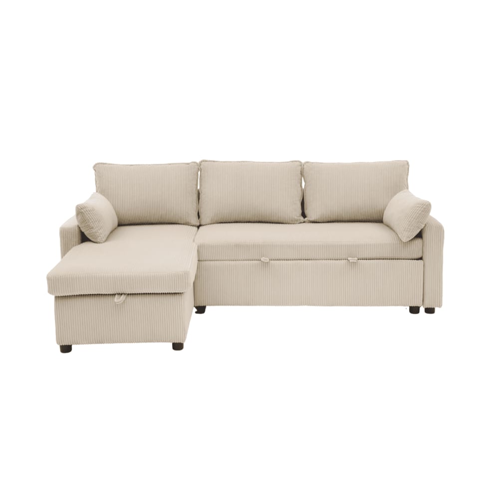 wohnli-moebel-suche-M26013799 Wohnli Möbelsuche - 3-Sitzer-Schlafsofa aus Cord mit Eckschlafsofa L219 cm - Beige
