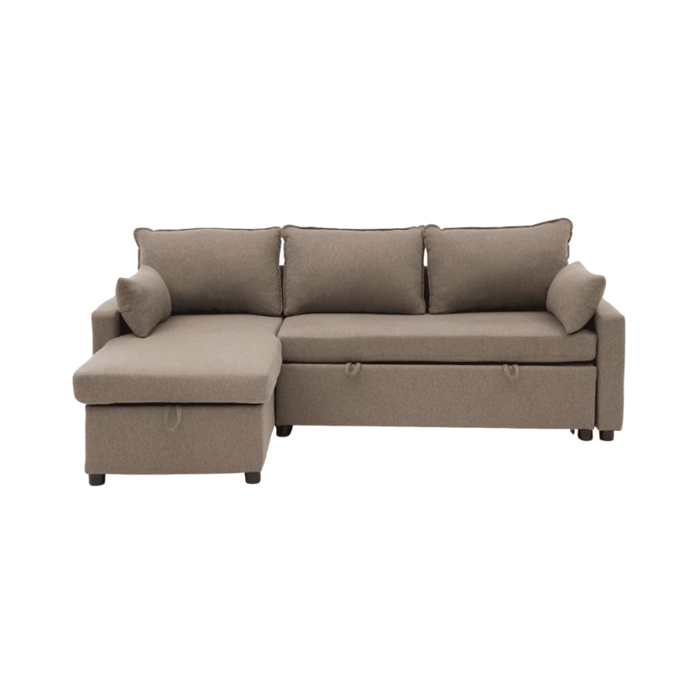 wohnli-moebel-suche-M26013803 Wohnli Möbelsuche - 3-Sitzer-Schlafsofa aus Stoff mit Chaiselongue L219 cm - Braun