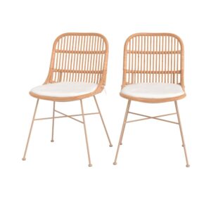 wohnli-moebel-suche-M26013808 Wohnli Möbelsuche - 2er Set Stühle aus beigem Rattan mit beigen Metallbeinen