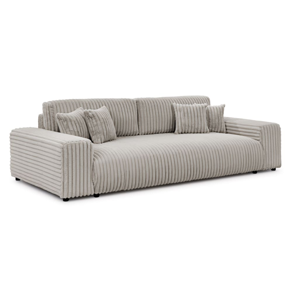 wohnli-moebel-suche-M26014199 Wohnli Möbelsuche - Schlafsofa mit Bettkasten aus Hellgrau Plüschcord
