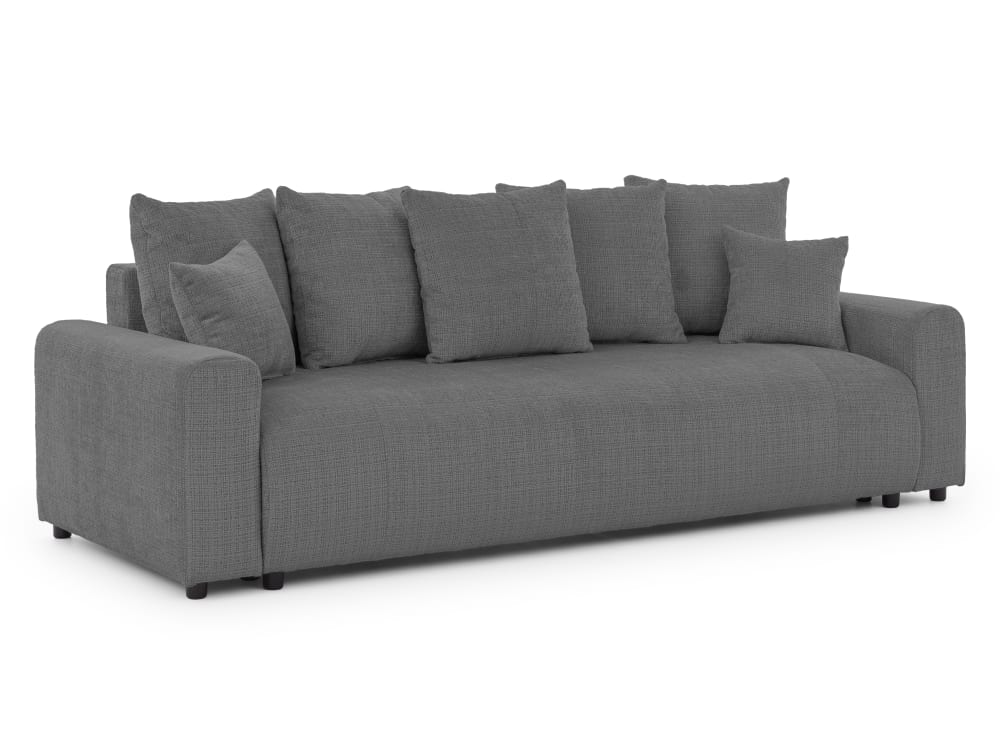 wohnli-moebel-suche-M26014200 Wohnli Möbelsuche - 4-Sitzer Schlafsofa im Bumpy-Design mit Bettkasten aus Grau Chenille