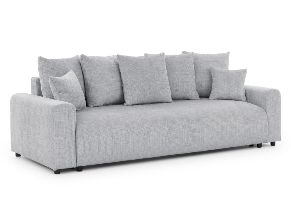 wohnli-moebel-suche-M26014203 Wohnli Möbelsuche - 4-Sitzer Schlafsofa im Bumpy-Design mit Bettkasten Hellgrau Chenille