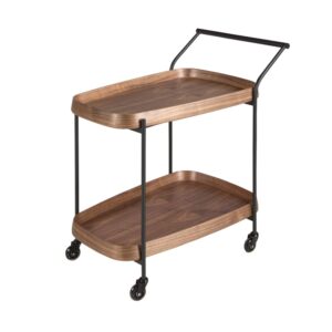 Wohnli Möbelsuche - Minibar-Servierwagen aus Nussbaumholz und schwarzem Stahl