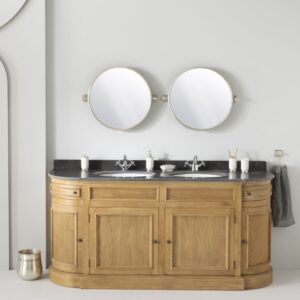 wohnli-moebel-suche-M26016276-1 Doppelwaschtisch aus Eiche und blauem Stein 191x90x90cm Holz Braun Signature Möbel Badezimmermöbel