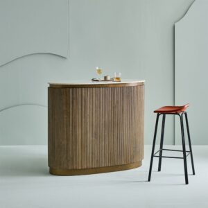 Tresen aus Massivholz und Marmor 120x104x50cm Holz Braun Signature Möbel Esszimmermöbel Sideboards, Highboards & niedrige Anrichten