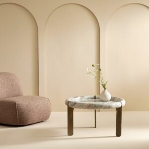 Großer Couchtisch aus Marmor und Metall 80x35x80cm Naturstein Braun Signature Möbel Wohnzimmermöbel Couchtische