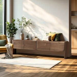 wohnli-moebel-suche-M26017163-1 4-türiger TV-Schrank aus Mindi-Holz 200x60x48cm Holz Braun MACABANE Möbel Wohnzimmermöbel TV-Möbel