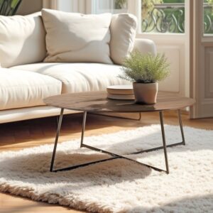 wohnli-moebel-suche-M26017174-1 Couchtisch 80 x 80 cm aus Mindi mit Metallbeinen 80x35x80cm Holz Braun MACABANE Möbel Wohnzimmermöbel Couchtische