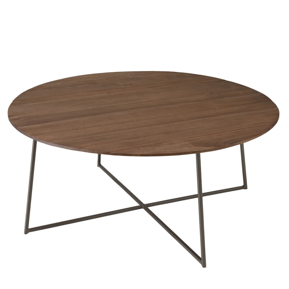 Wohnli Möbelsuche - Couchtisch 80 x 80 cm aus Mindi mit Metallbeinen