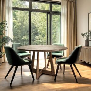 Runder Esstisch 140 cm aus Mindi-Holz 140x77x140cm Holz Braun MACABANE Möbel Esszimmermöbel Esstische