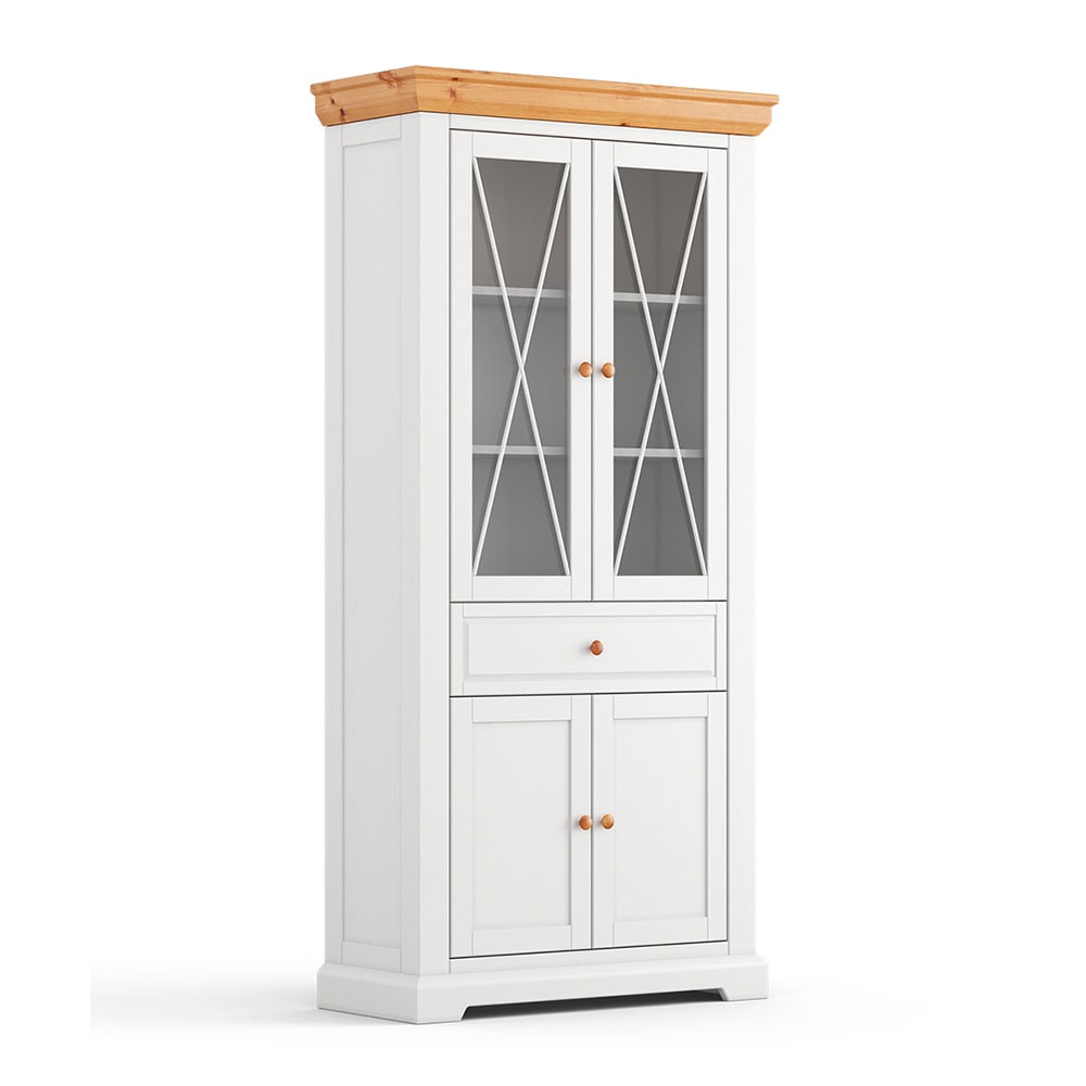 wohnli-moebel-suche-M26017411 Wohnli Möbelsuche - Standvitrine mit Glastüren aus Massivholz 95x41x200cm