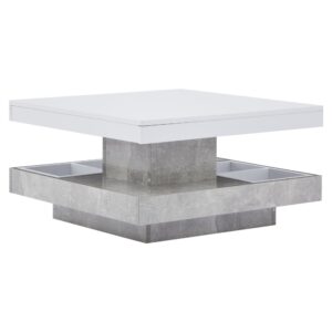 Wohnli Möbelsuche - Couchtisch mit 360° drehbarer Platte und Stauraum 70x70x36 cm