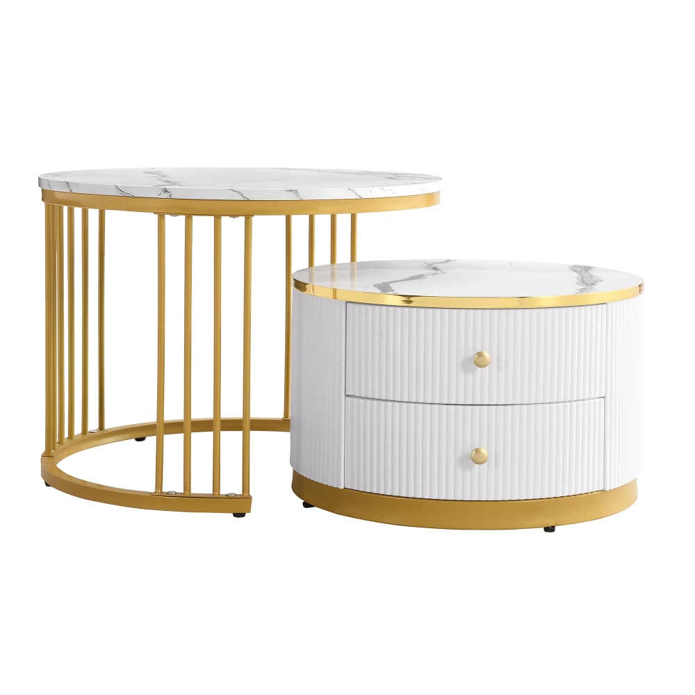 Wohnli Möbelsuche - Couchtisch-Set aus MDF mit 2 Schubladen 60x60x45
