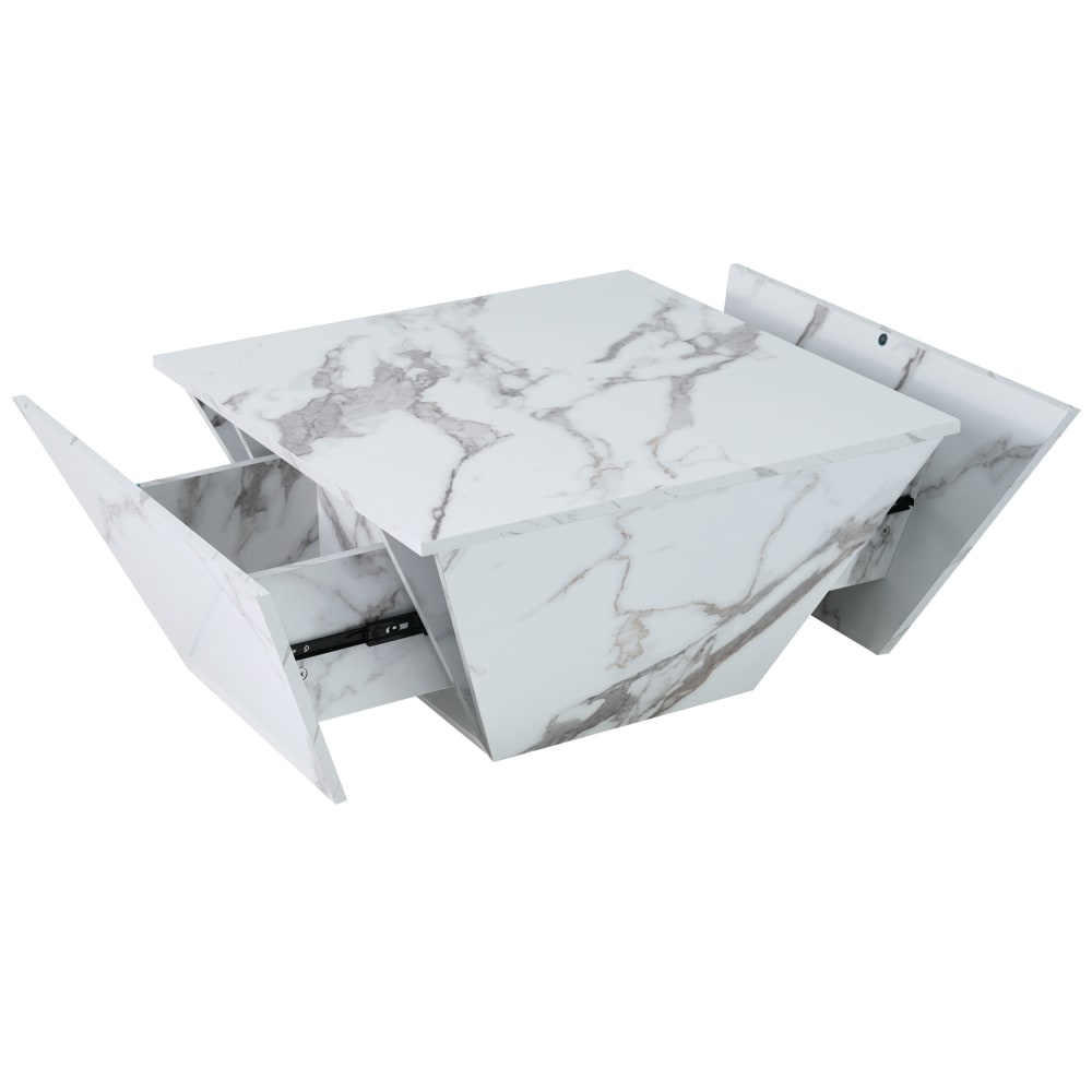 Wohnli Möbelsuche - Couchtisch aus MDF mit 2 Schubladen 70x70x37 cm