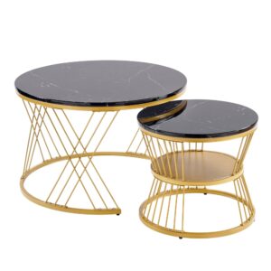 wohnli-moebel-suche-M26017469 Wohnli Möbelsuche - Couchtisch-Set aus MDF mit Hochglanz-Marmormuster 70x70x47 cm