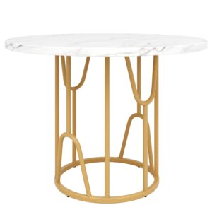 wohnli-moebel-suche-M26017547 Wohnli Möbelsuche - Runder Esstisch mit Marmormuster Tischplatte Metall 80x80 cm