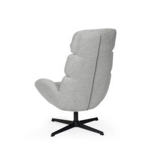 wohnli-moebel-suche-M26017642-1 Drehbarer Sessel mit Armlehnen in Grau und Metallbeinen in Schwarz 86x109x75cm PES - Polyester Grau Koketto Home Sofas und Sessel Sessel, Poufs und Fußbänke Sessel