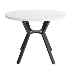 wohnli-moebel-suche-M26017677 Wohnli Möbelsuche - Runder Esstisch Marmoroptik mit X-Metallgestell 100cm
