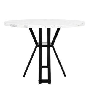wohnli-moebel-suche-M26017684 Wohnli Möbelsuche - Runder Esstisch mit Marmormuster und Metallbeinen 100cm