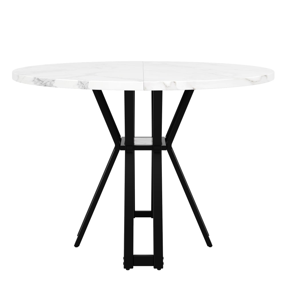 wohnli-moebel-suche-M26017684 Wohnli Möbelsuche - Runder Esstisch mit Marmormuster und Metallbeinen 100cm