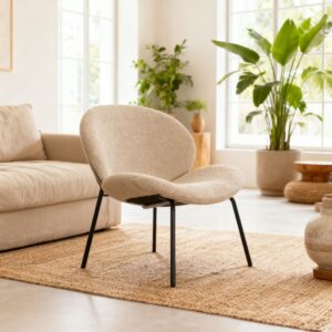 wohnli-moebel-suche-M26017890-1 Sessel aus meliertem Beigestoff 64x75x72cm Stoff Beige Happy Garden Sofas und Sessel Sessel, Poufs und Fußbänke Sessel