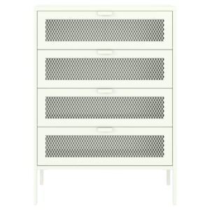 wohnli-moebel-suche-M26018037-1 Weißer Metall-Schuhschrank mit 4 Türen 80x110x36cm Stahl Weiß Happy Garden Möbel Flurmöbel Schuhschränke