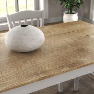 wohnli-moebel-suche-M26018779-1 Esstisch Dekor Holz und weiße Beine L180 cm 180x76x90cm Spanplatte Beige Calicosy Möbel Esszimmermöbel Esstische