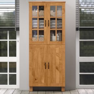 wohnli-moebel-suche-M26018853-1 Waschbeckenunterschrank mit 4 Türen aus Kiefer 30x170x75cm Holz Braun Loft24 Möbel Badezimmermöbel Badezimmerschränke
