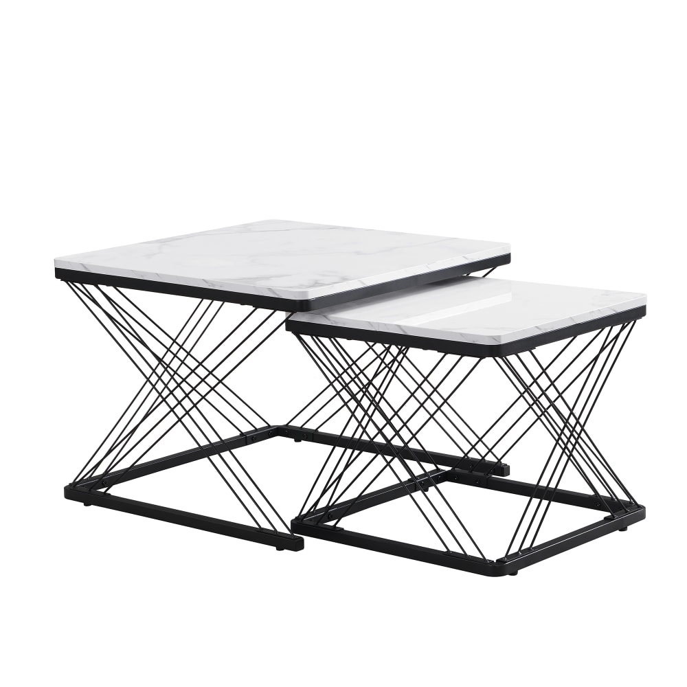 Wohnli Möbelsuche - Couchtisch-Set aus MDF in Marmoroptik 60x60x45 cm