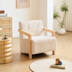 wohnli-moebel-suche-M26019228-1 Polstersessel aus Massivholz und Samt Beige 61x68x60cm Holz Beige Nordlys Sofas und Sessel Sessel, Poufs und Fußbänke Sessel
