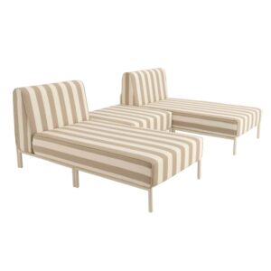 wohnli-moebel-suche-M26019446 Wohnli Möbelsuche - Modulares niedriges Gartenmöbel-Set mit Streifenmuster 3 Plätze Beige