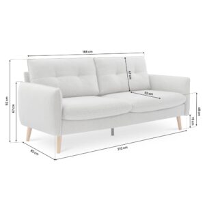 wohnli-moebel-suche-M26019630-1 Sofa Skandinavisch Stoff Hellgrau 3-Sitzer 82x92x210cm PES - Polyester Grau SICAAN Sofas und Sessel Sofas 2-Sitzer-Sofas & 3-Sitzer-Sofas