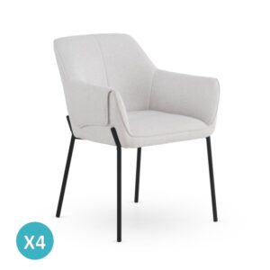 Wohnli Möbelsuche - 4er-Set Sessel mit cremefarbenem Chenille-Bezug
