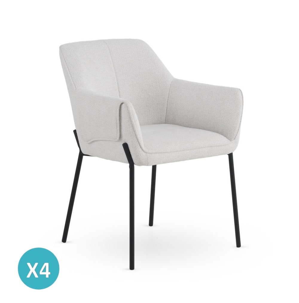 wohnli-moebel-suche-M26019942 Wohnli Möbelsuche - 4er-Set Sessel mit cremefarbenem Chenille-Bezug