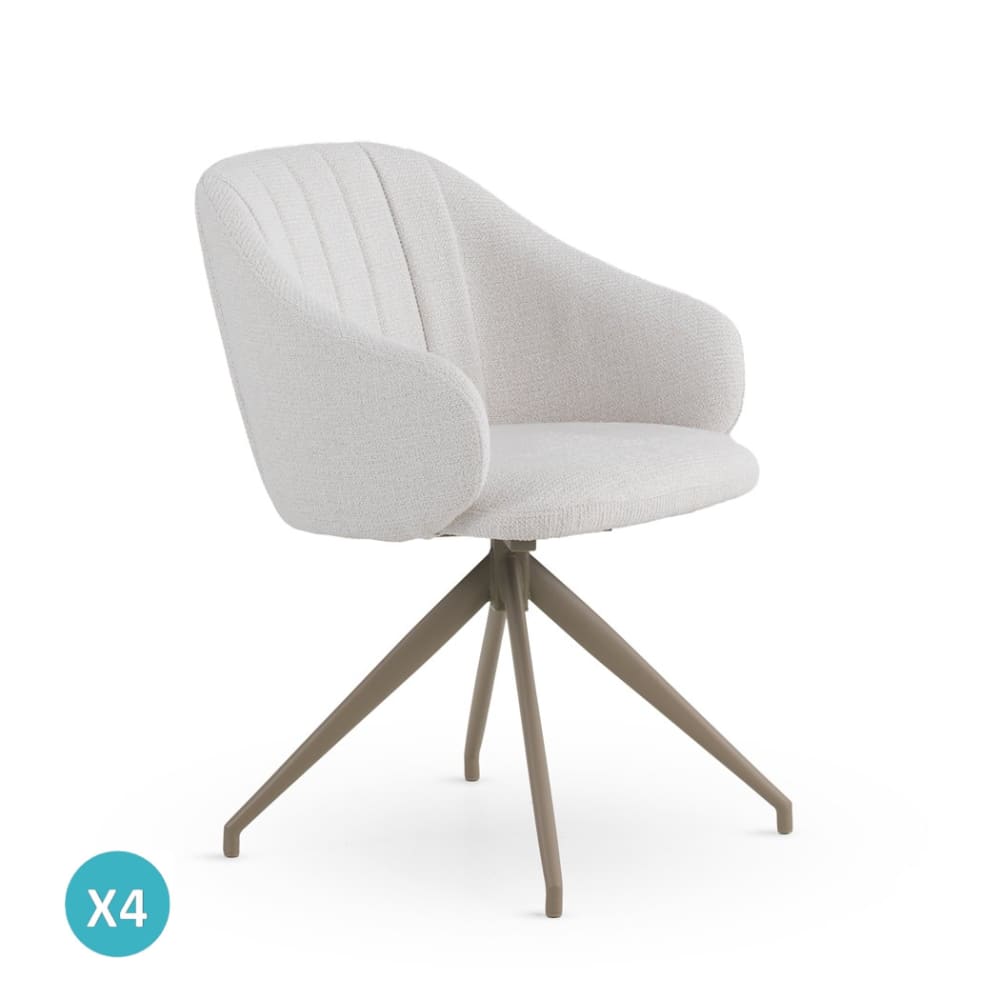 wohnli-moebel-suche-M26019944 Wohnli Möbelsuche - 4er-Set Drehsessel mit cremefarbenem Chenille-Bezug