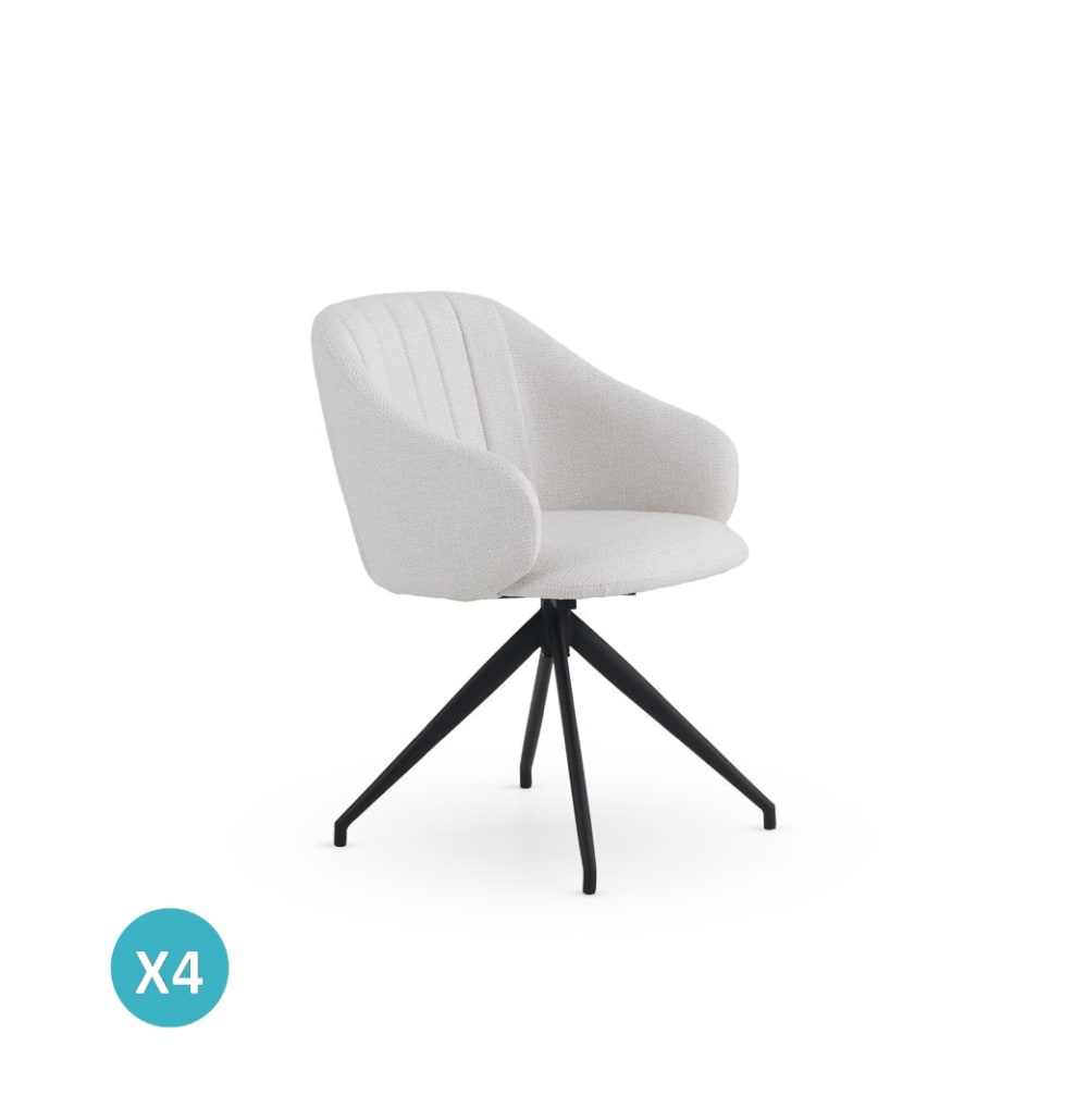 wohnli-moebel-suche-M26019945 Wohnli Möbelsuche - 4er-Set Drehsessel mit cremefarbenem Chenille-Bezug