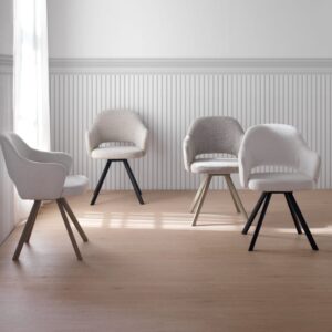 wohnli-moebel-suche-M26019948-1 4er-Set Sessel mit braunem Chenille-Bezug 57x83x61cm Stoff Braun GEESE HOME Möbel Esszimmermöbel Stühle