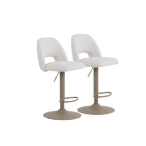 Wohnli Möbelsuche - 2er-Set Hocker mit cremefarbenem Chenille-Bezug
