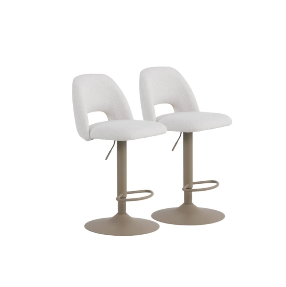 Wohnli Möbelsuche - 2er-Set Hocker mit cremefarbenem Chenille-Bezug