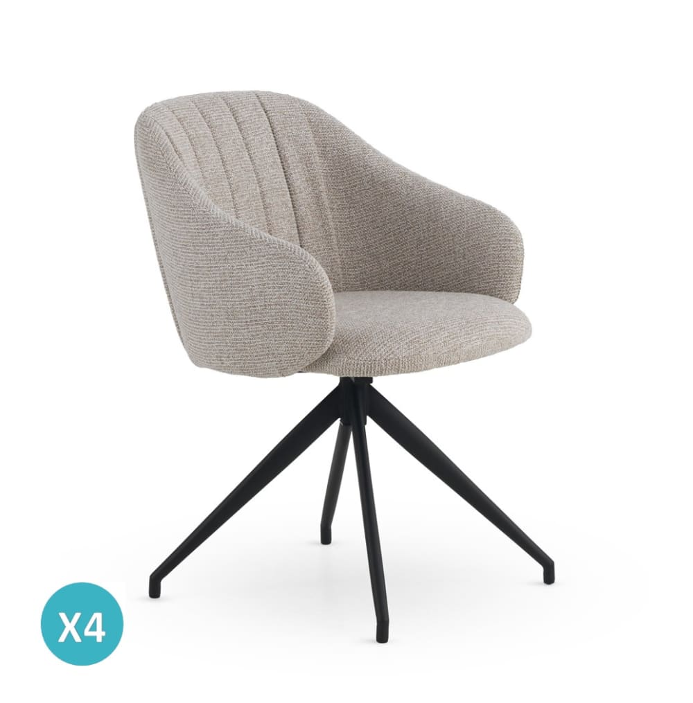 wohnli-moebel-suche-M26019952 Wohnli Möbelsuche - 4er-Set Drehsessel mit beigem Chenille-Bezug