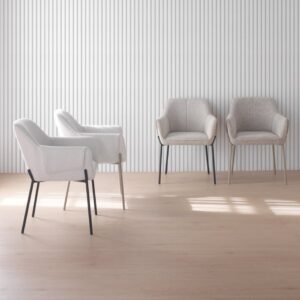 wohnli-moebel-suche-M26019953-1 4er-Set Sessel mit beigem Chenille-Bezug 57x83x60cm Stoff Beige GEESE HOME Möbel Esszimmermöbel Stühle